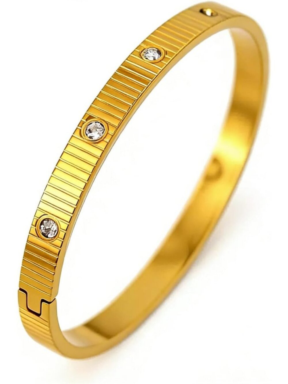 18K Gold Plated Bangle Bracelets for Women - CZ Crystal Stackable Jewelry Gifts